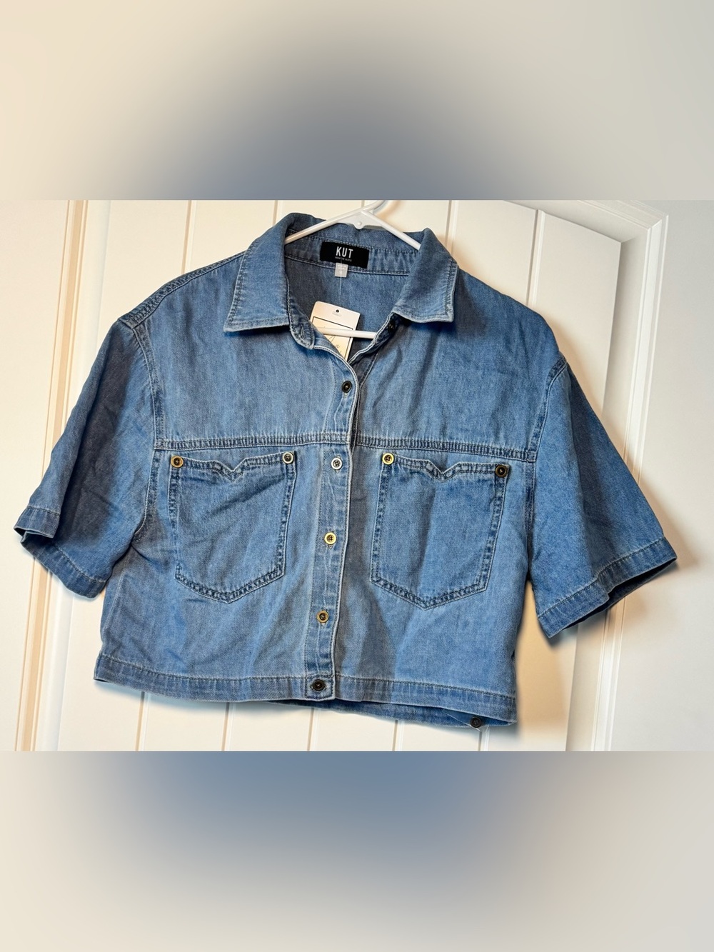 KUT Denim Birdie Button-Front Shirt Jacket - Light Blue - Picture 5 of 9